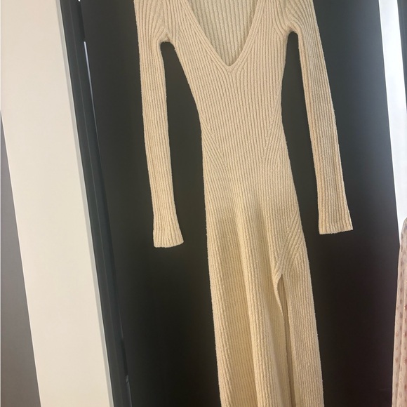 NBD x Marianna Hewitt Saskia Boucle Midi Dress with Slit in Ivory - Picture 4 of 8